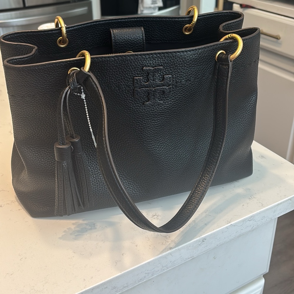 Tory Burch Black Leather Tote Bag